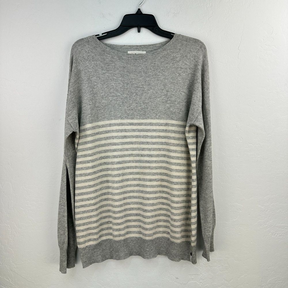 One Teaspoon‎ Sweater Womens XS Gray Cream Stretch Striped Long Sleeve Oversized
